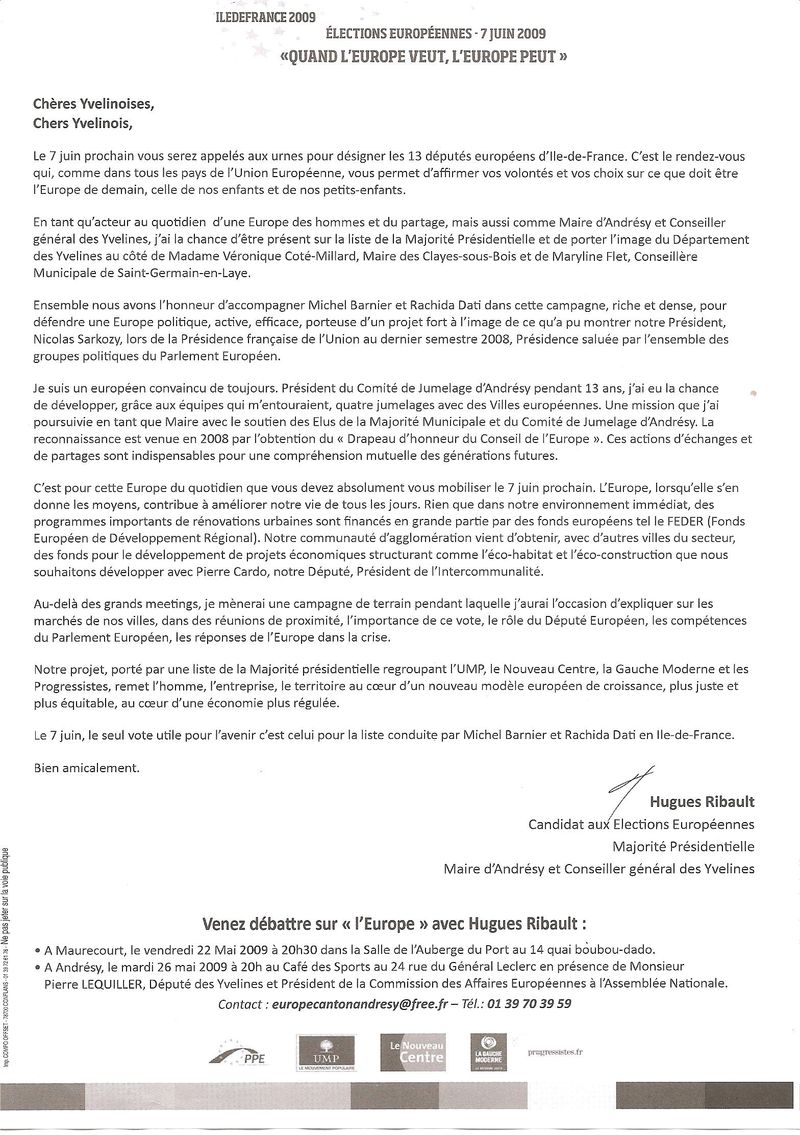 1ERE LETTRE D'HUGUES RIBAULT