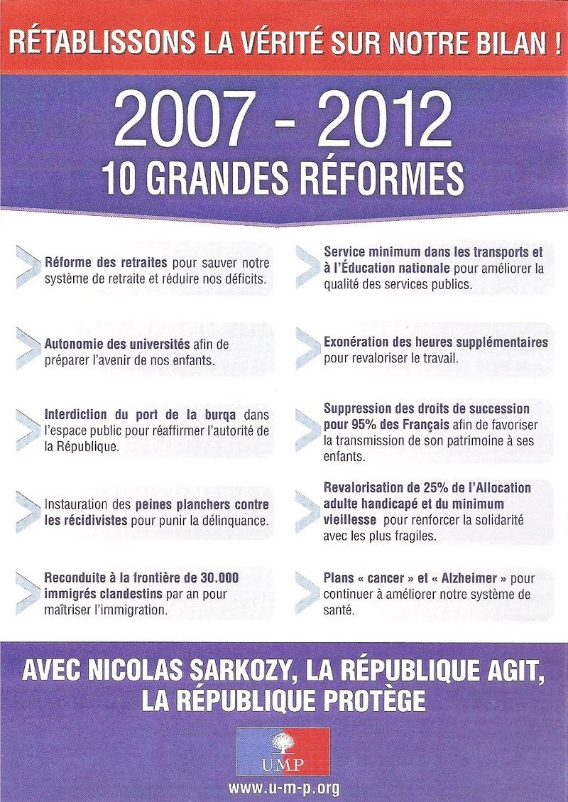 TRACT UMP 2007-2012 10 GRANDES REFORMES RECTO