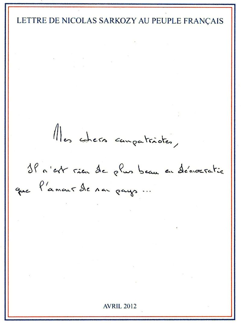 1ere PAGE DE LA LETTRE DE NS AU PEUPLE FRANCAIS