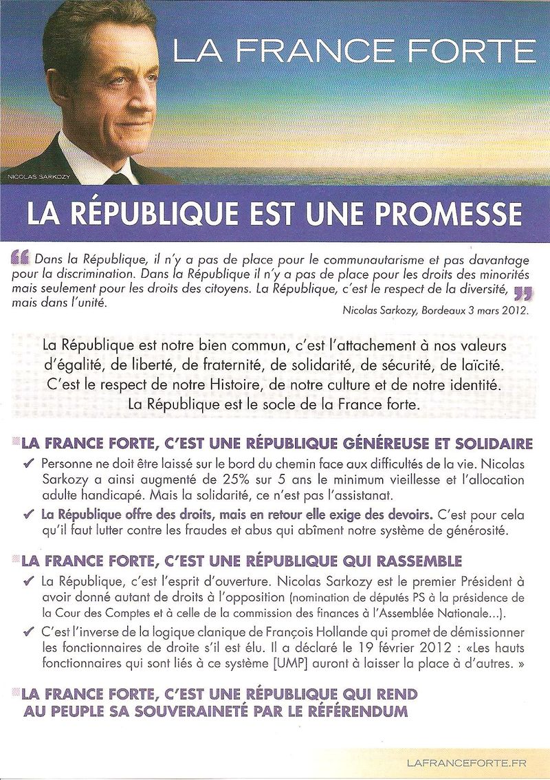 LA FRANCE FORTE LA REPUBLIQUE EST UNE PROMESSE RECTO