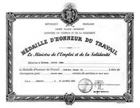 DIPLOME D'HONNEUR DU TRAVAIL