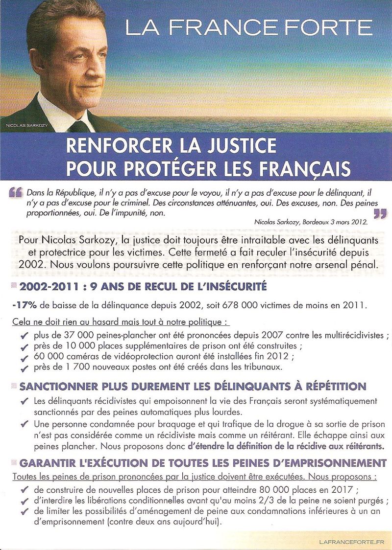 LA FRANCE FORTE RENFORCER LA JUSTICE POUR PROTEGER LES FRANCAIS RECTO