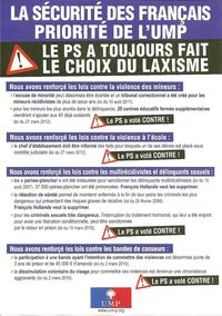 TRACT UMP LA SECURITE DES FRANCAIS RECTO